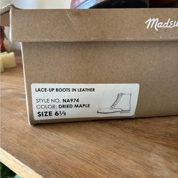 Madewell Women’s Kellie Lace Up Boot Dried Maple Leather Boots - Picture 2 of 10